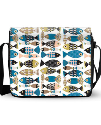 hipster fishes pattern messenger bag